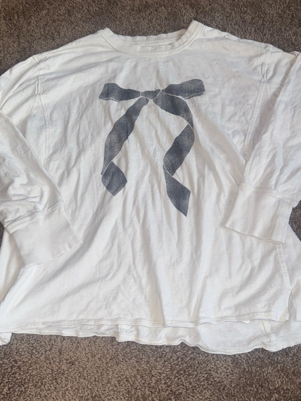 Aerie white long sleeve top with bow design
